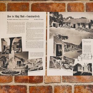 1941 How to Sling Mud Constructively Adobe Home Construction Vtg Print‎ Article